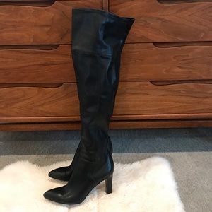 Over the knee black leather boots!